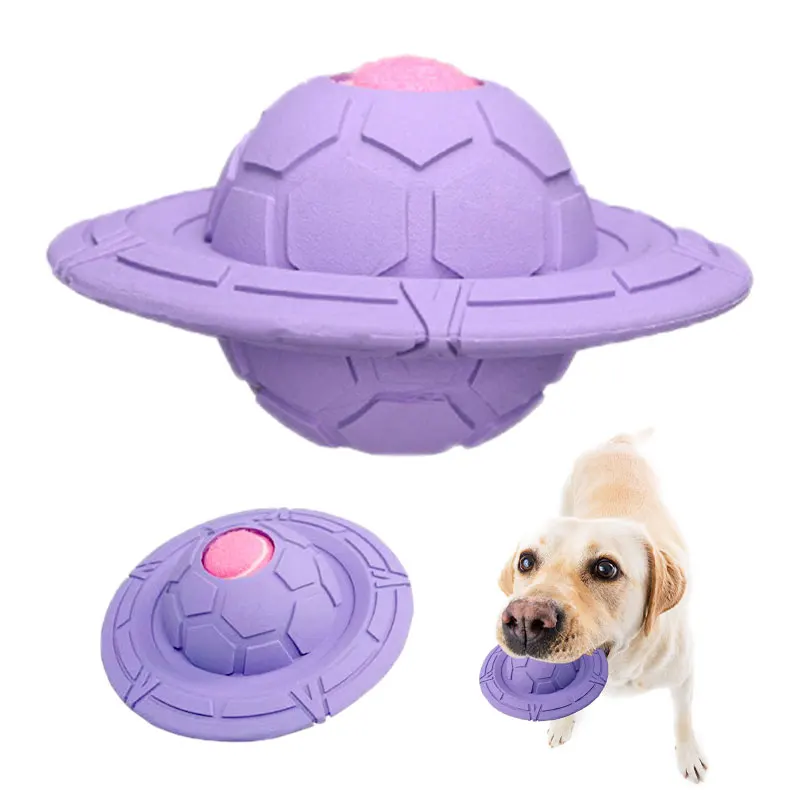 Durable Rubber Flying Disc Squeaky Dog Chew Toys