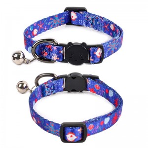 Custom Printed Pattern Adjustable Pet Collars na may Bell