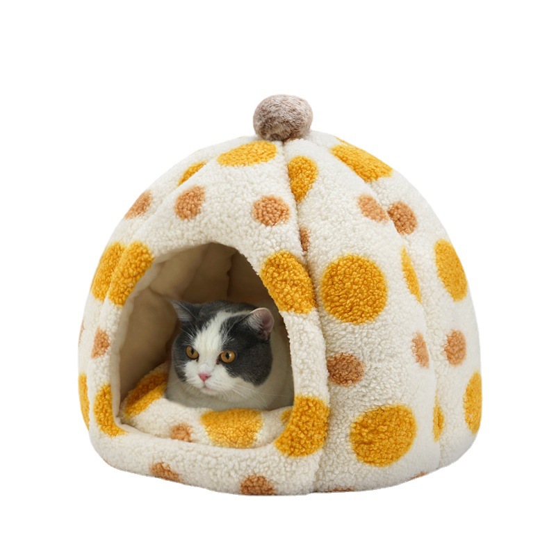 屋内で快適で取り外し可能な暖かい猫の洞窟ベッド