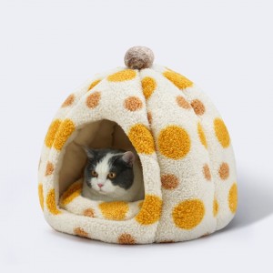 Pat de peșteră pentru pisici, confortabil și detașabil pentru interior