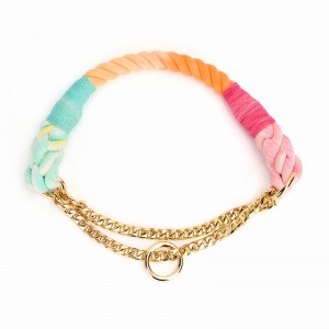 Přizpůsobený barevný obojek z bavlněného lana pro psy
