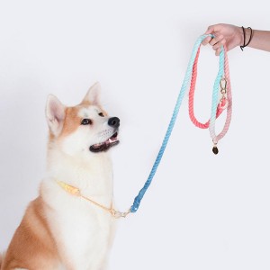 მორგებული ფერადი ბამბის თოკის ძაღლის სასეირნო საყელო