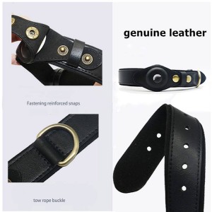 Customized Airtag Adjustable Cowhide Leather Pet Collar