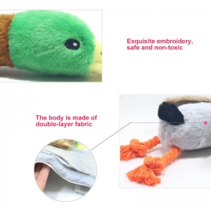 Bentuk bebek awét Interaktif Leuleus Squeaky Pet Plush Toy