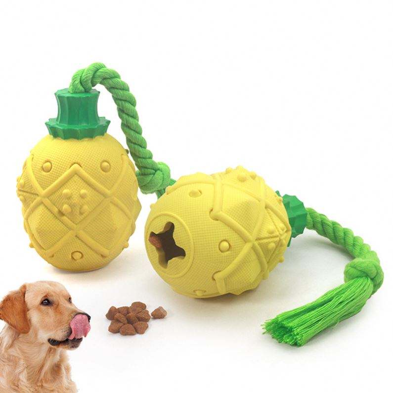 面白いゴム製パイナップルの形のインタラクティブな犬の餌箱のおもちゃ