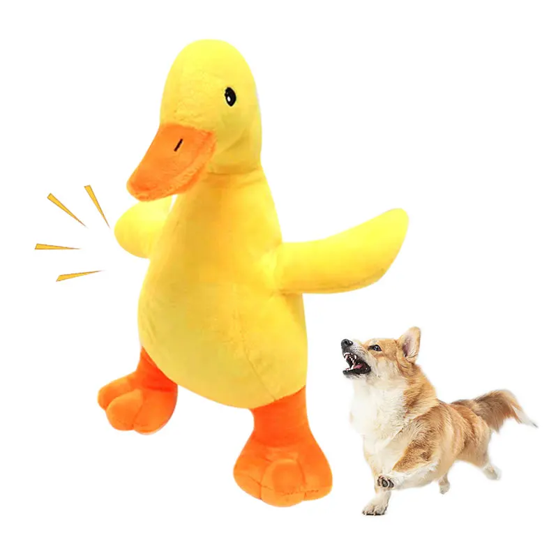 סיטונאי בפלאש אינטראקטיבי מצחיק בצורת ברווז צעצועים חורקים לכלב