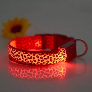 Guler cu LED pentru animale de companie, rezistent la apă, cu imprimeu leopard