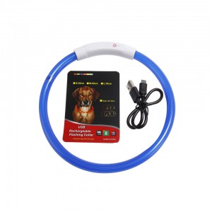 Coleira LED recarregável USB personalizada para cães de 70 cm
