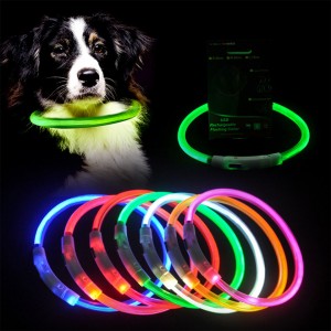 Collier de chien lumineux clignotant de sécurité nocturne avec chargement USB