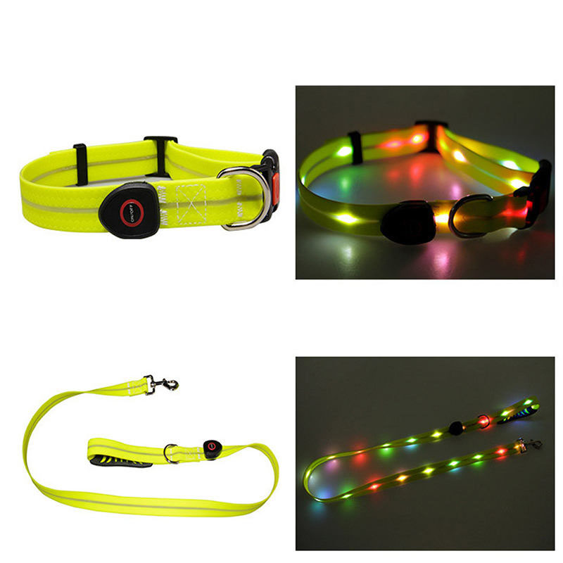 Set di guinzagli per collare per animali domestici con luce LED di ricarica USB all'ingrosso