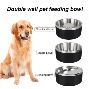 Halksäkra bärbara foderskålar för husdjur i rostfritt stål