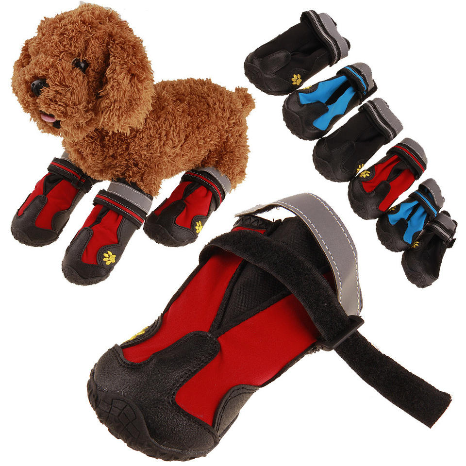 Външни противоплъзгащи дишащи светлоотразителни обувки за кучета