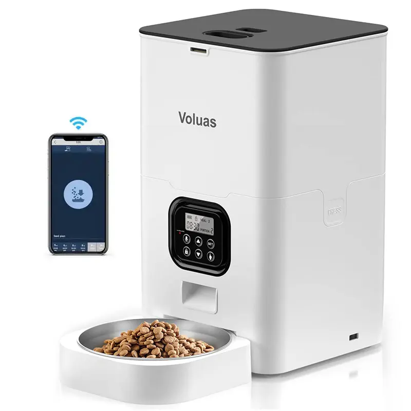 Alimentador automático para animais de estimação com comida inteligente de grande capacidade de 4/6 L com Wifi