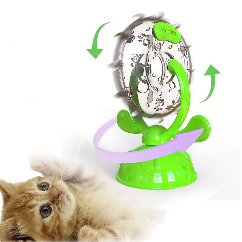 Ferris Wheel Interactive Windmill Turntable Cat Food Dispenser jwèt