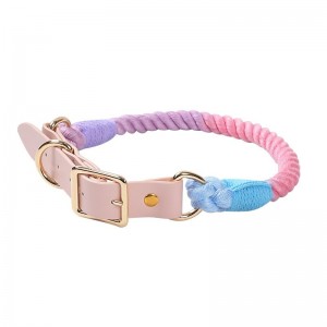 ULuxury Adjustable Cotton Rope Pet Collar kunye neLeash Set