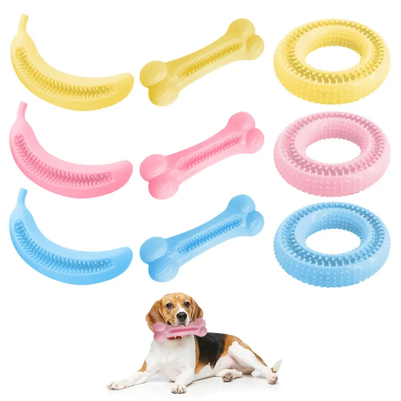Giocattolo da masticare per cani interattivo in gomma resistente per la pulizia dei denti