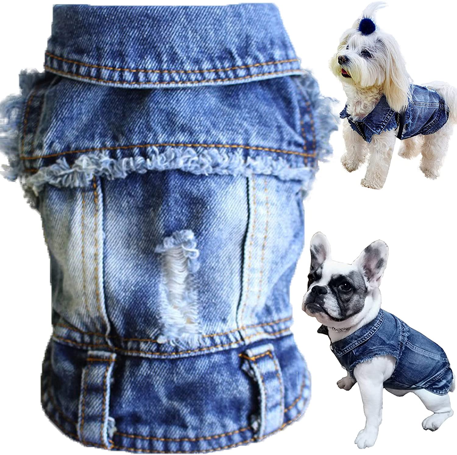 Hege kwaliteit Solid Autumn Blue Jean Small Denim Pet Jacket