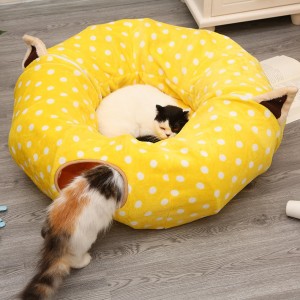 බහුකාර්ය ප්ලෂ් උමං අන්තර් ක්රියාකාරී Cat Tunnel Toy with Ball