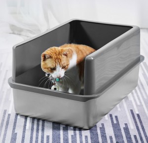 Tsis txhob nqus ntxhiab tsw Stainless Hlau Cat XL Litter Box