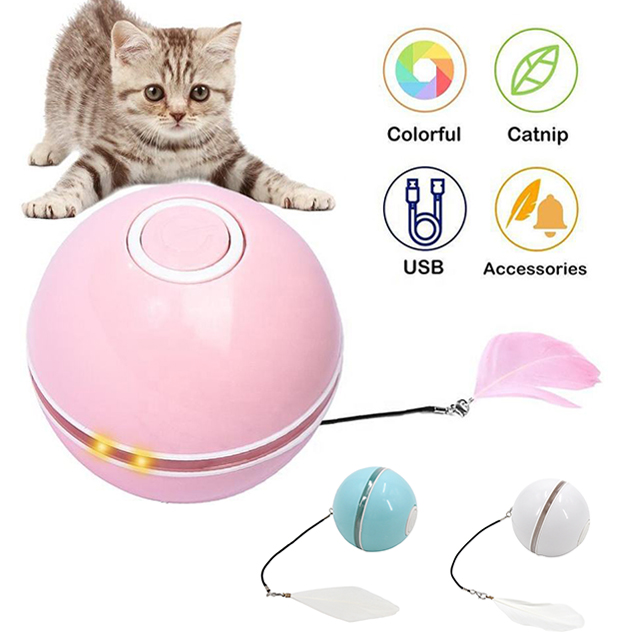 USB gbigba agbara Smart laifọwọyi alayipo Cat Toys Ball