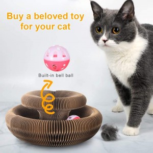 Burvju orgānu interaktīva skrāpējamā kaķa rotaļlieta ar zvaniņu