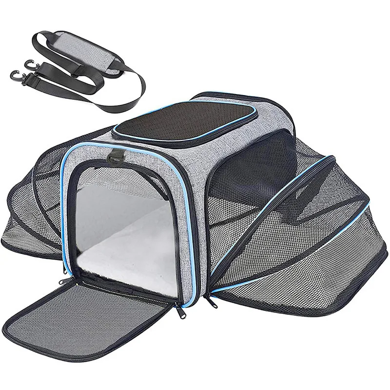 oft-Sided Folding Expandable Pet Carrier Bag for Airline Approved