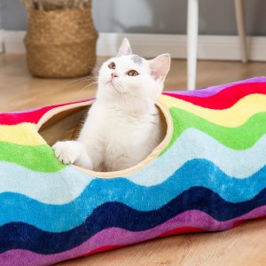 ຂາຍສົ່ງ Rainbow Interactive Cat Tunnel Toy ກັບບານ
