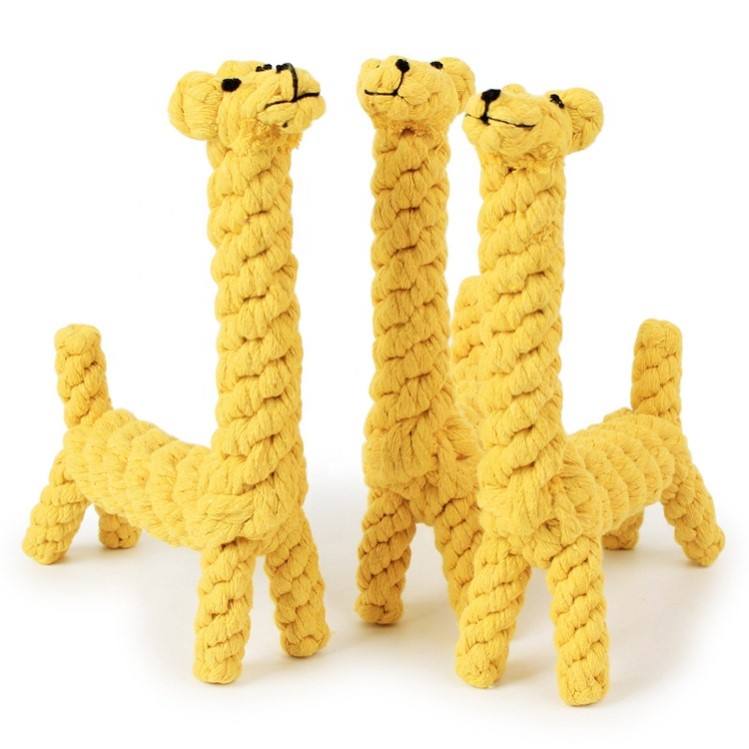 Igiyar Igiyar Haƙoran Auduga Tsabtace Chewing Giraffe Cute Dog Chew Toy