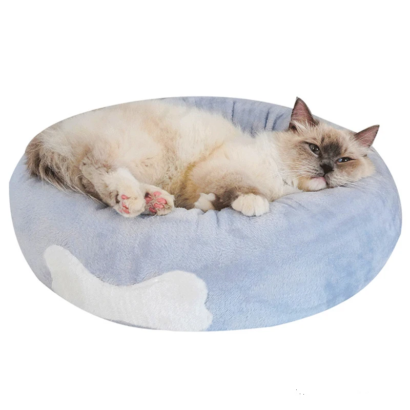 Luxury Fluffy Plush Donut Round Soft Washable Cat Bed