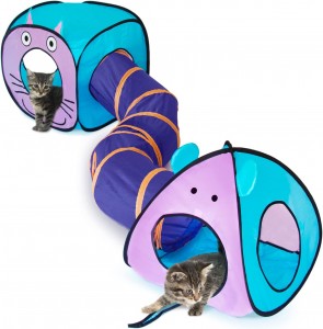 3 viename sulankstomas katės tunelio interaktyvus žaislas, skirtas patalpoms