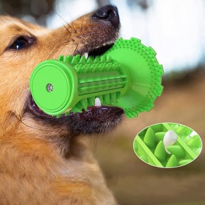 Jucărie scârțâitoare de periuță de dinți pentru câini cu molari zimțați cu ventuză