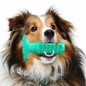 Jucărie scârțâitoare de periuță de dinți pentru câini cu molari zimțați cu ventuză