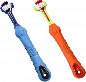 Tliet naħat tas-silikonju Multi Angolu Tindif Pet Toothbrush