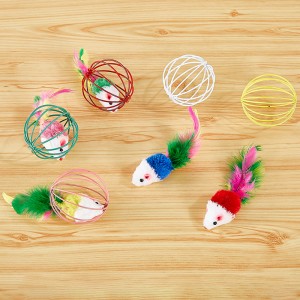 Ambongadiny Cat Interactive Kilalao Ball Stick Feather Wand Miaraka amin'ny lakolosy
