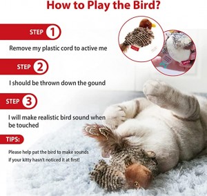İnteraktif Elektronik Peluş Cıvıldayan Kuş Kedi Cızırtılı Oyuncak