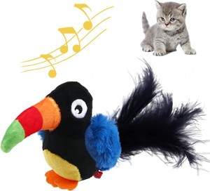 Interactive Electronic Plush Chirping Bird Cat Squeaky Toy