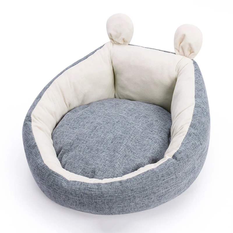 Cute Cat House With Ears Warm Removable Pet Bed