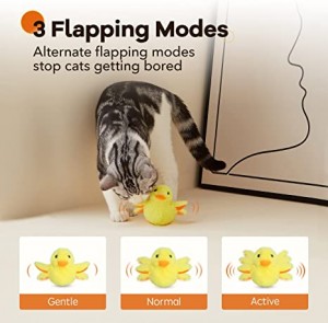 Jouet interactif pour chat, ailes souples lavables, canard en peluche, herbe à chat