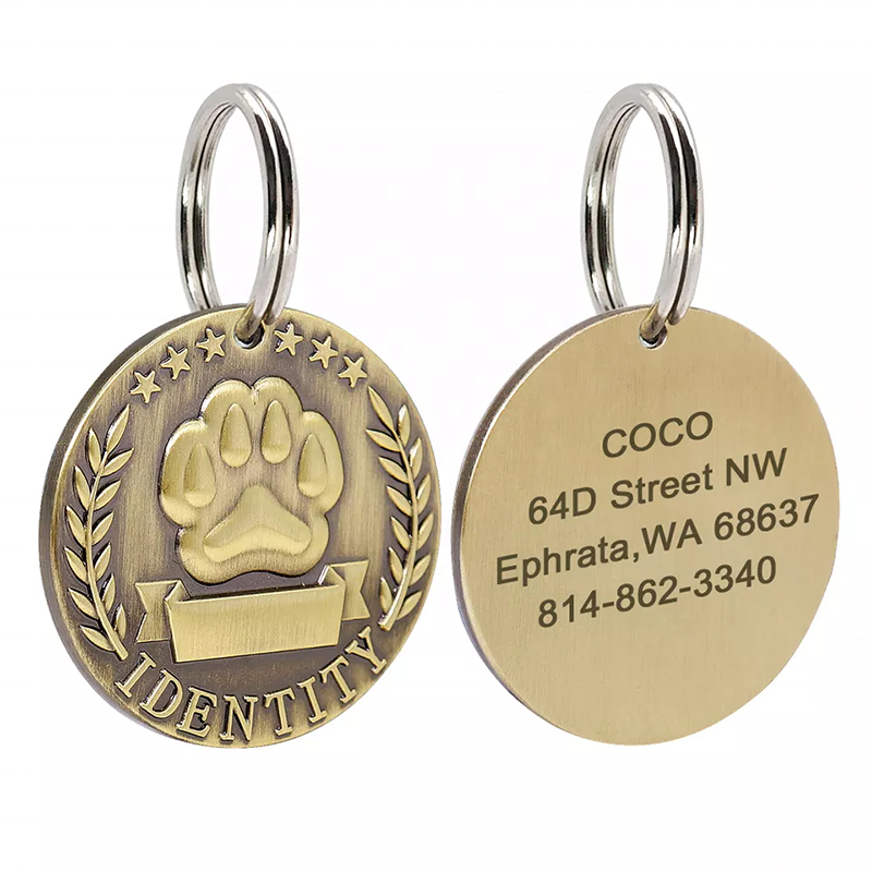 Mặt dây chuyền ID chó bằng kim loại bằng đồng cổ tùy chỉnh