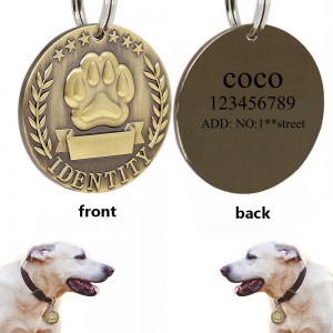 Egendefinert gammel bronsemetallfotavtrykk hunde-ID-anheng