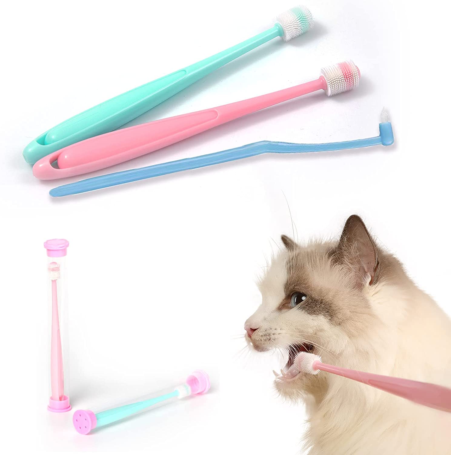 Wholesale Custom 360 Degree Soft Rubber Head Pet Toothbrush