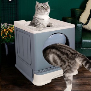 Madaling Linisin ang Malaking Ganap na Enclosure Foldable Plastic Cat Toilet
