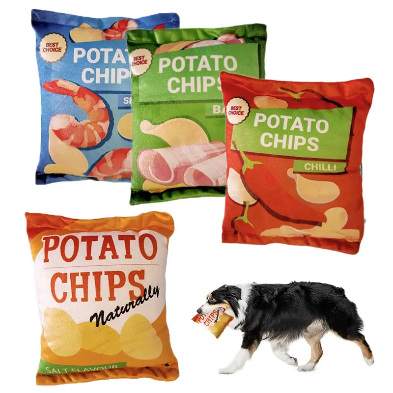 Soft Potato Chip Dog Clean Snien Stick Interactive Chew Toy