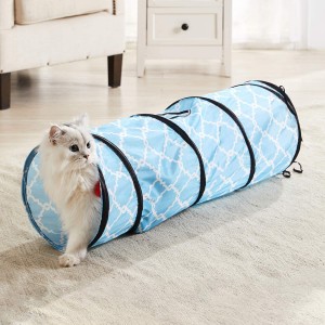 공이 있는 실내 접이식 대화형 고양이 터널 튜브 장난감