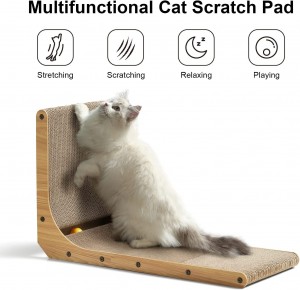 New Design Vertikal L Shape Kucing Scratcher Lounge karton Toy