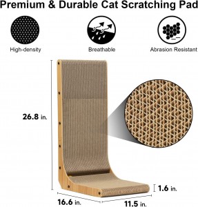 New Design Vertical L Shape Cat Scratcher Lounge Cardboard Toy