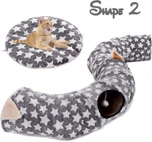 Soft Plush Interactive Washable Cat Tunnel Toys Bed na may Ball