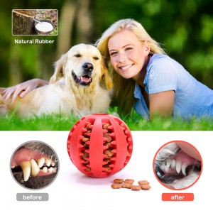 Xoguetes para cans de alimentos de goma duradeira para limpeza de dentes
