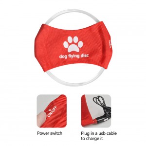 USB დატენვის ლედ მფრინავი დისკი გარე ძაღლის სათამაშოები