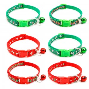Hot Sale Christmas Adjustable Pet Collars With Bell